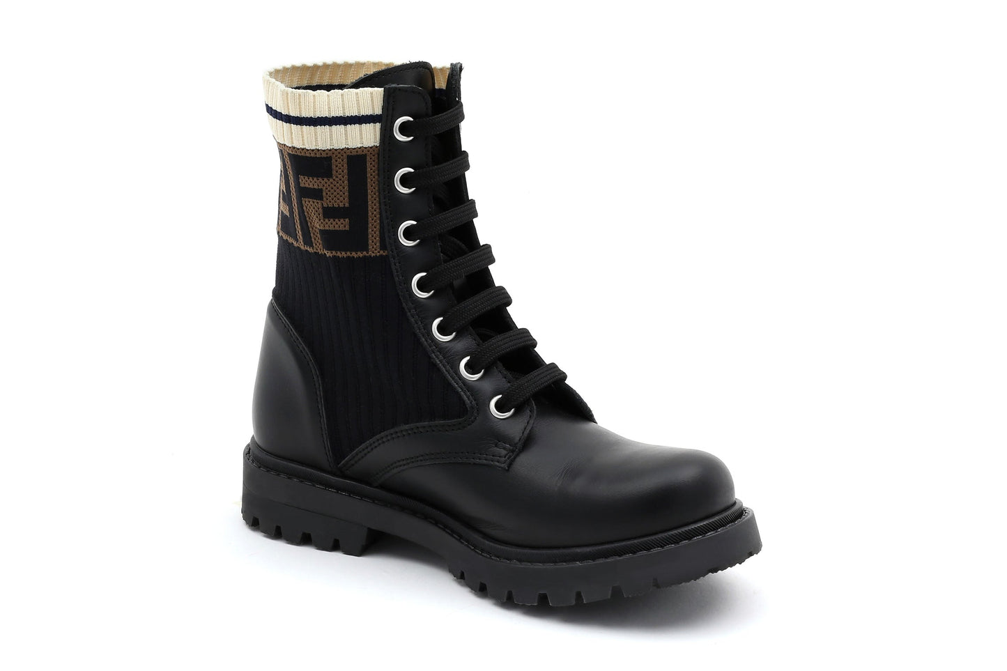 Boys & Girls Black Leather & Sock Shoes
