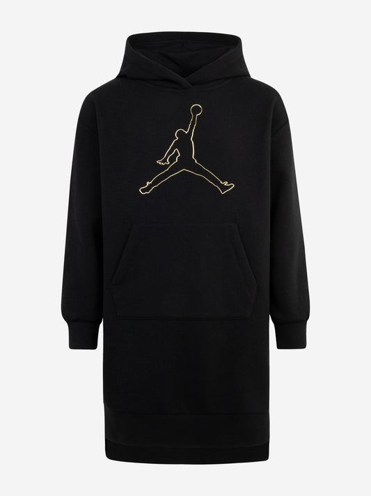 Girls Hooded Sweater Dress in Black