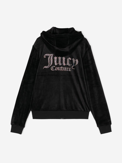 Juicy Couture 女童 Diamante Logo 拉链上衣（黑色）