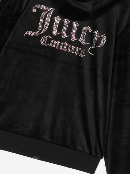 Juicy Couture 女童 Diamante Logo 拉链上衣（黑色）
