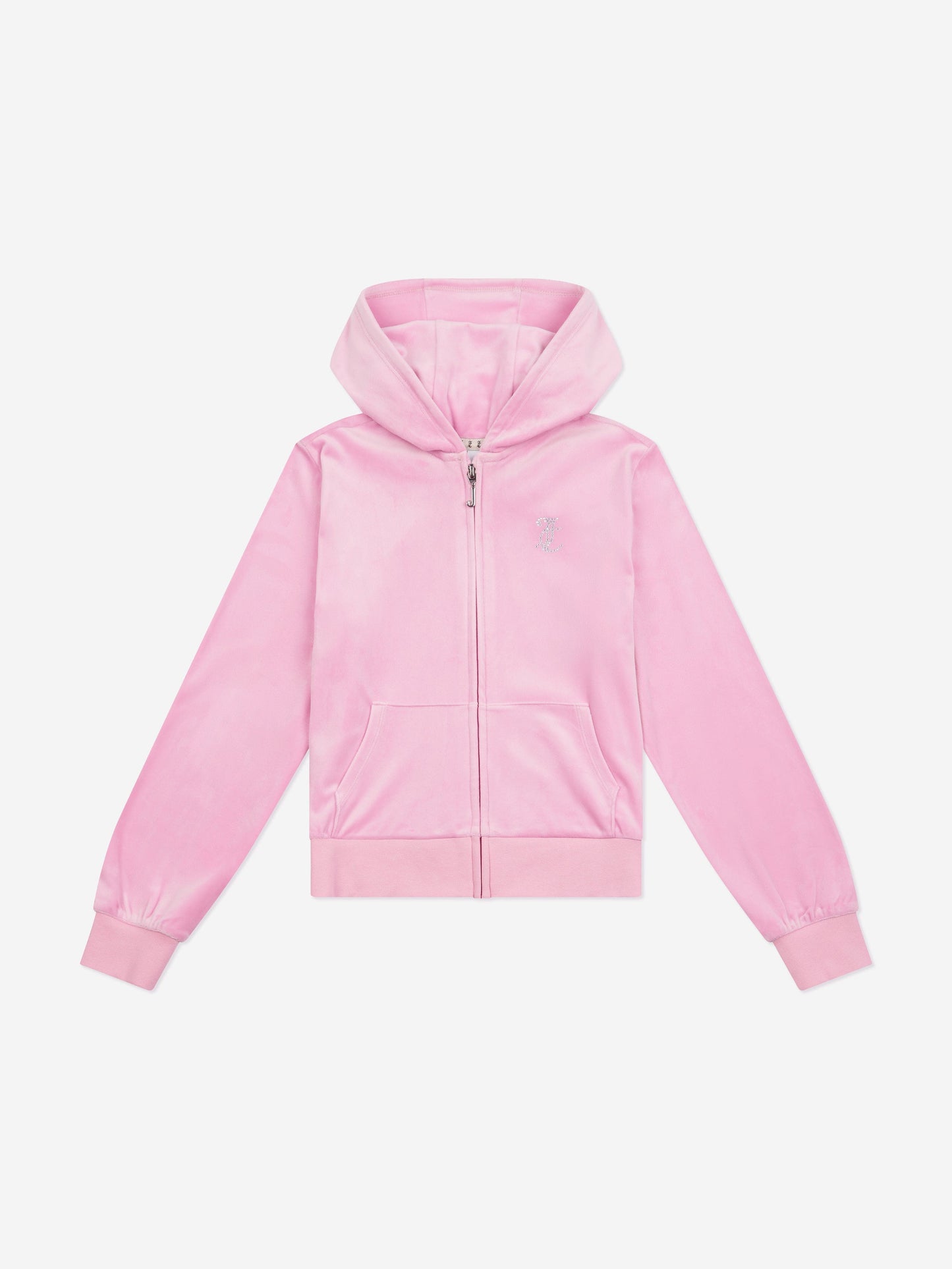 Juicy Couture Girls Diamante Logo Zip Up Top in Pink