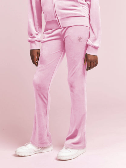 Juicy Couture Girls Diamante Logo Bootcut Joggers in Pink