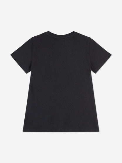 Juicy Couture Girls Diamante Logo Fitted T-Shirt in Black