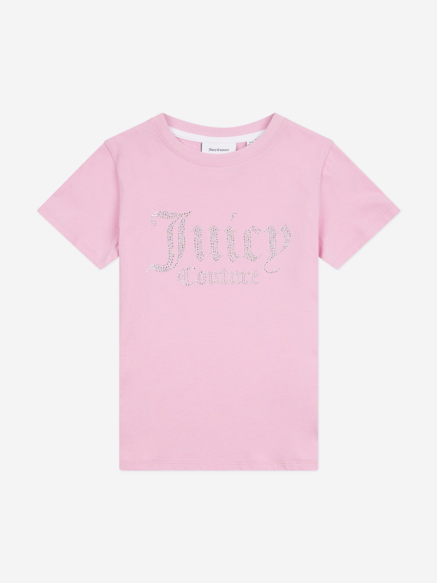 Juicy Couture Girls Diamante Logo Fitted T-Shirt in Pink