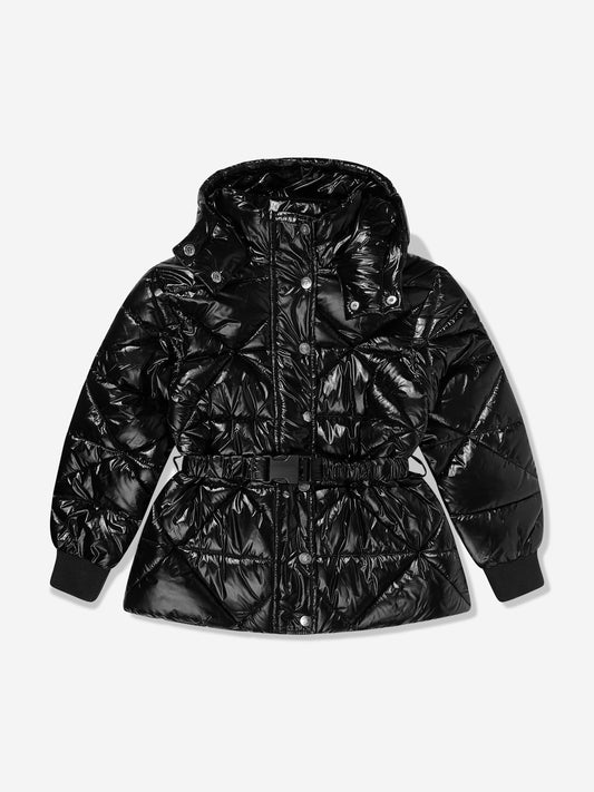 Juicy Couture 女童高亮系带羽绒夹克（黑色）
