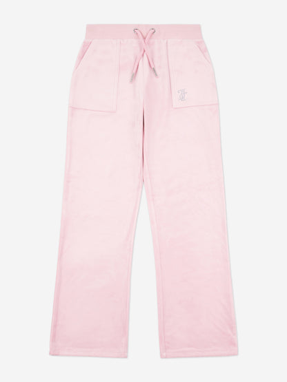 女童粉色Logo阔腿慢跑裤