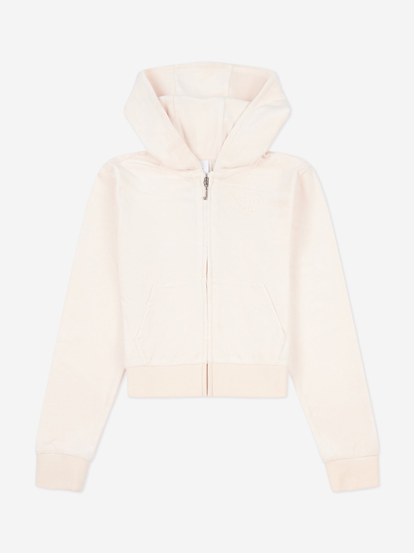 Juicy Couture Girls Tonal Velour Zip Up Top in Beige