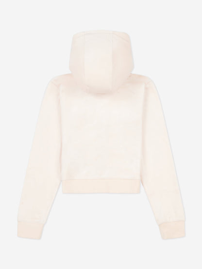 Juicy Couture Girls Tonal Velour Zip Up Top in Beige