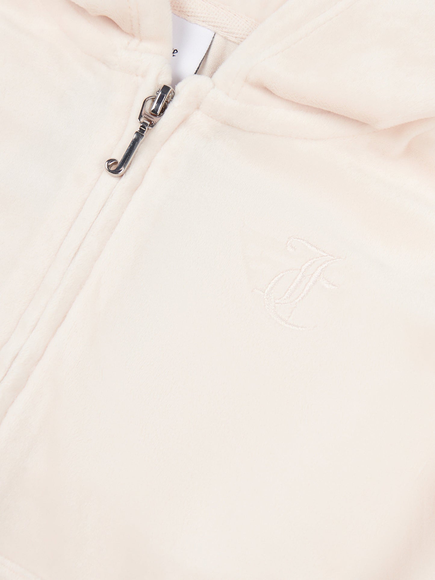 Juicy Couture Girls Tonal Velour Zip Up Top in Beige