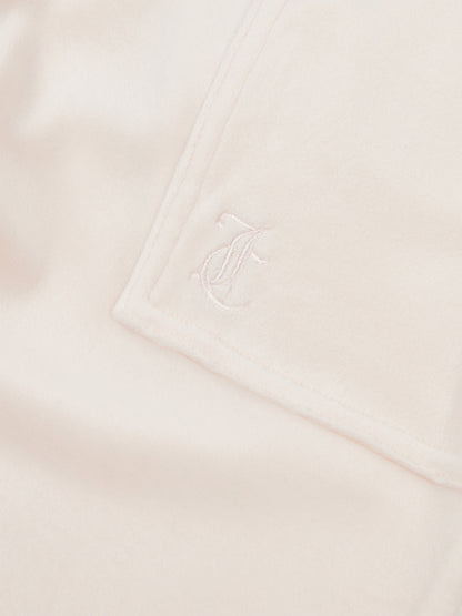 Girls Tonal Velour Zip Up Top in Beige