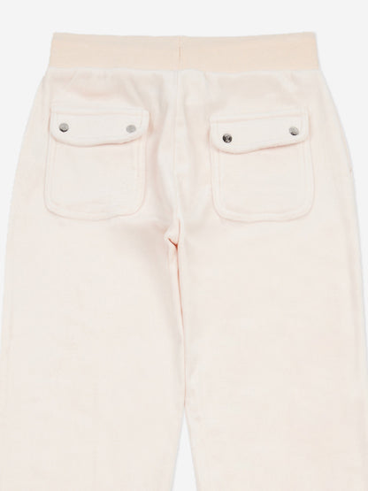 Girls Tonal Velour Zip Up Top in Beige