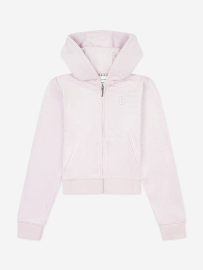 Girls Diamante Logo Zip Up Top in Purple