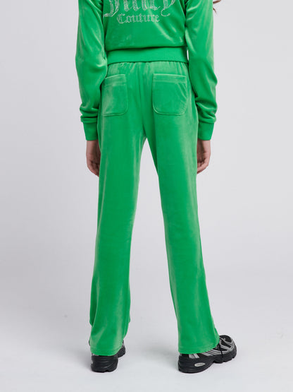 Girls Diamante Bootcut Joggers in Green
