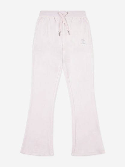 Girls Diamante Bootcut Joggers in Purple
