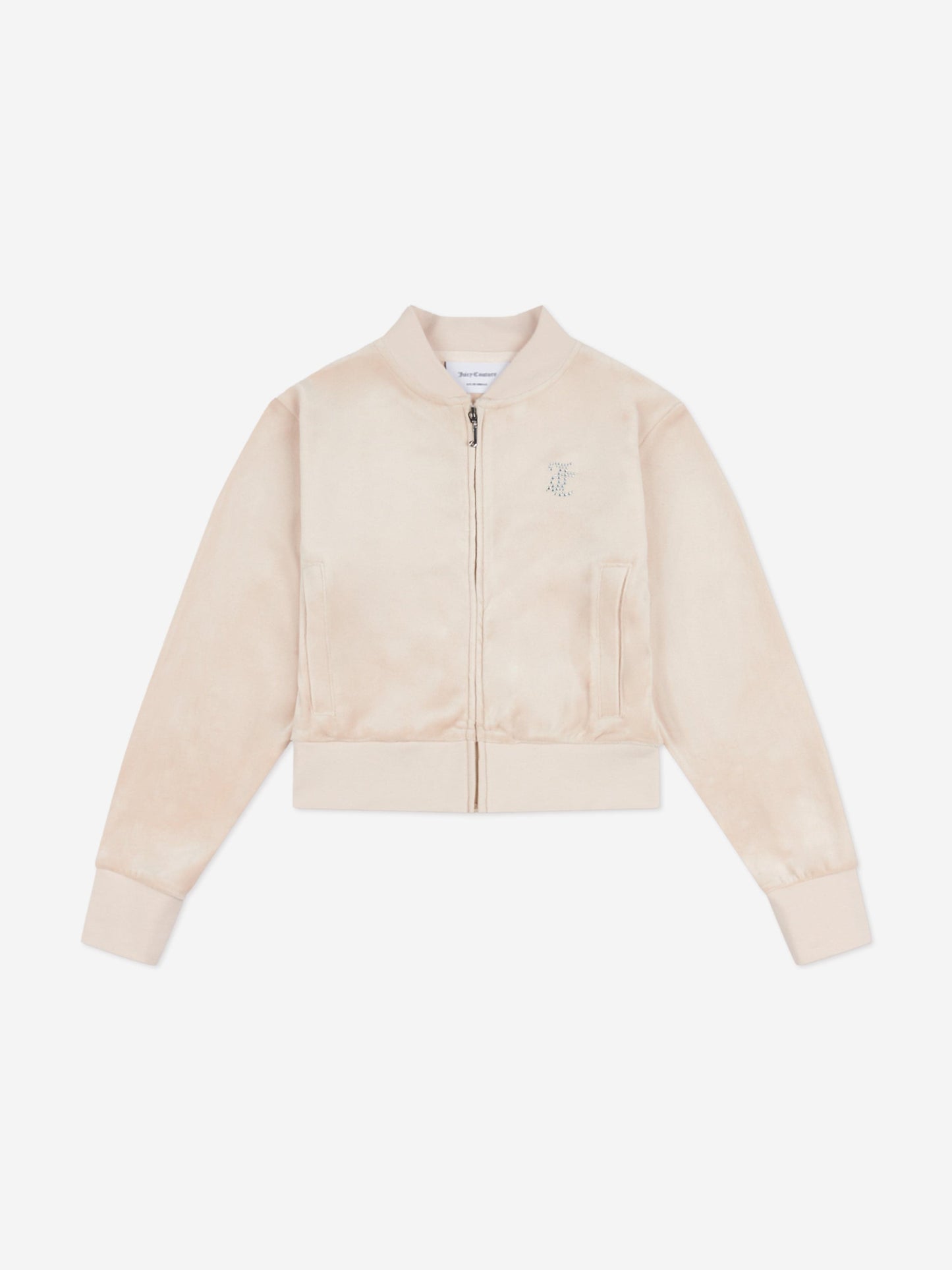 Girls Shorter Length Zip Up Top in Beige