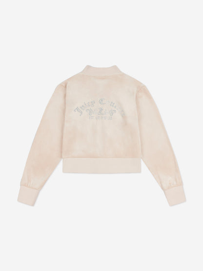 Girls Shorter Length Zip Up Top in Beige