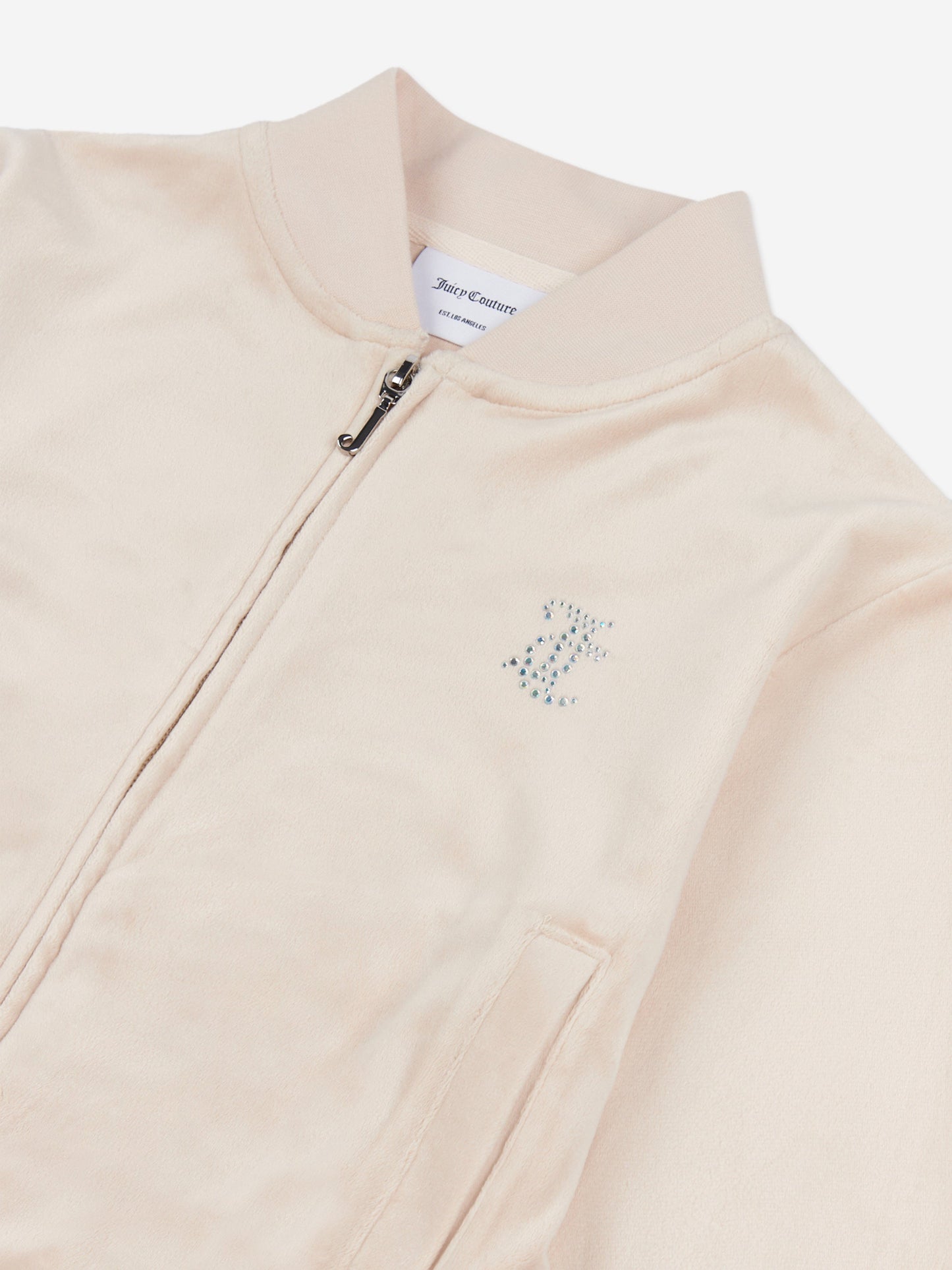 Girls Shorter Length Zip Up Top in Beige