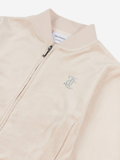 Girls Shorter Length Zip Up Top in Beige