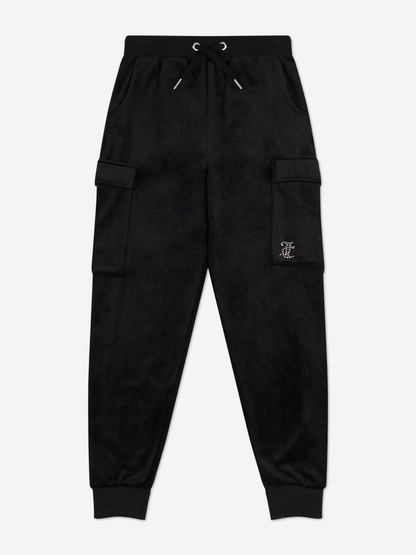 Girls Cargo Cuffed Joggers in Black