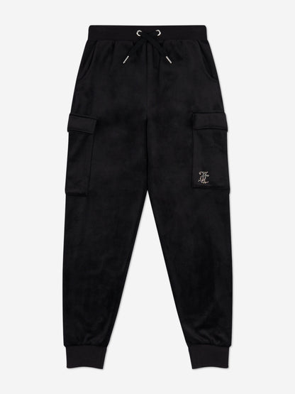 Girls Cargo Cuffed Joggers in Black