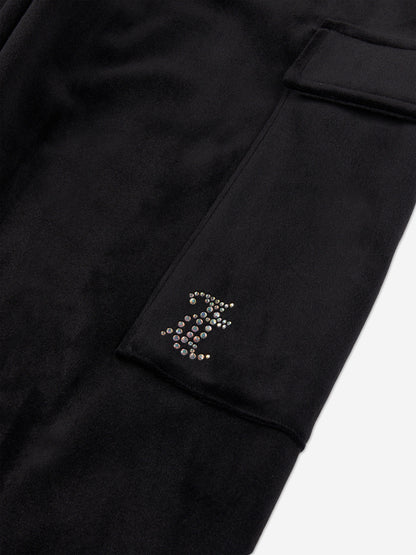 Girls Cargo Cuffed Joggers in Black