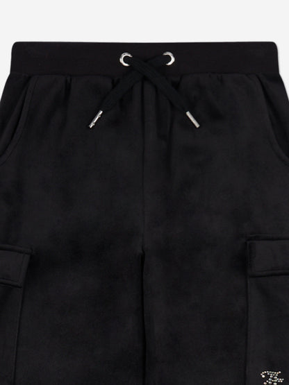 Girls Cargo Cuffed Joggers in Black
