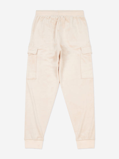 Girls Cargo Cuffed Joggers in Beige
