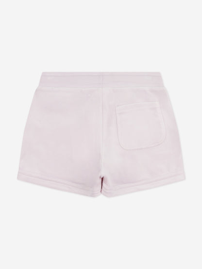 Girls Diamante Velour Fold Up Shorts in Purple
