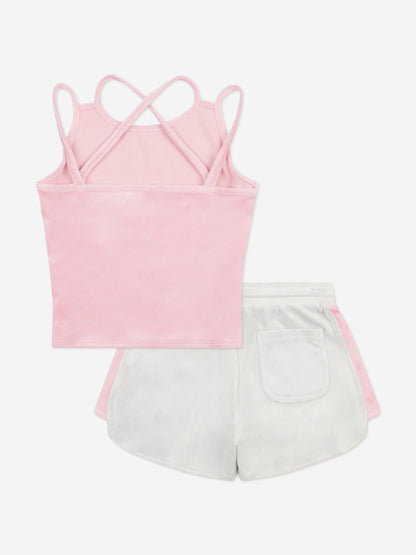 Juicy Couture Girls Velour Strappy Top and Runner Set in Pink
