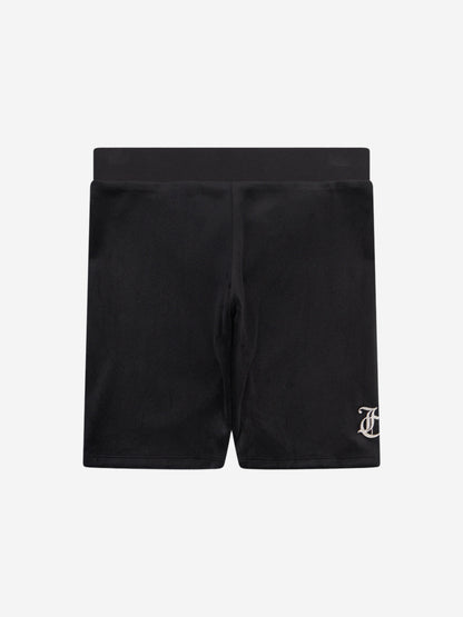 Girls T-Shirt and Velour Cycling Short Set in Black