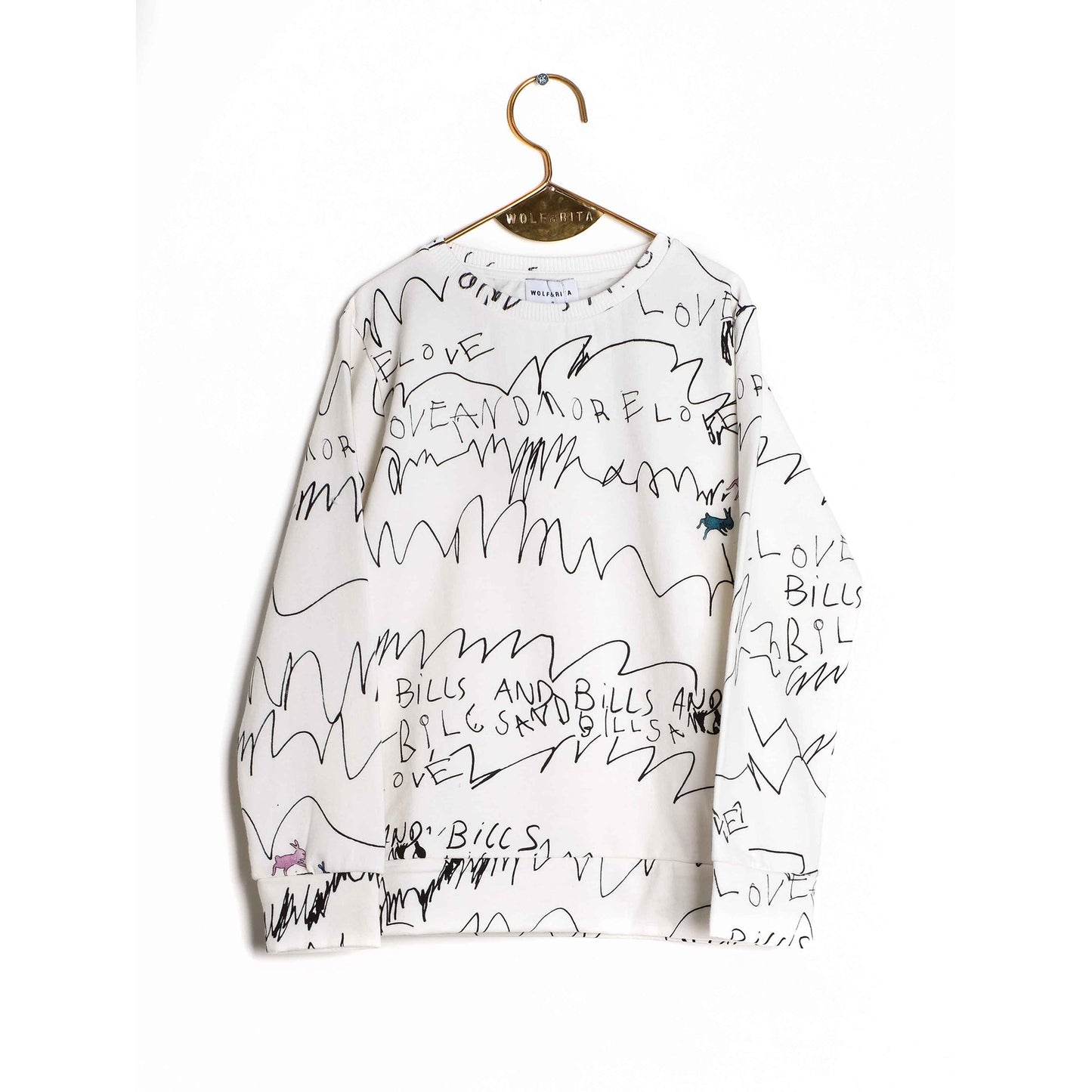 Girls White Printed Cotton Jumper