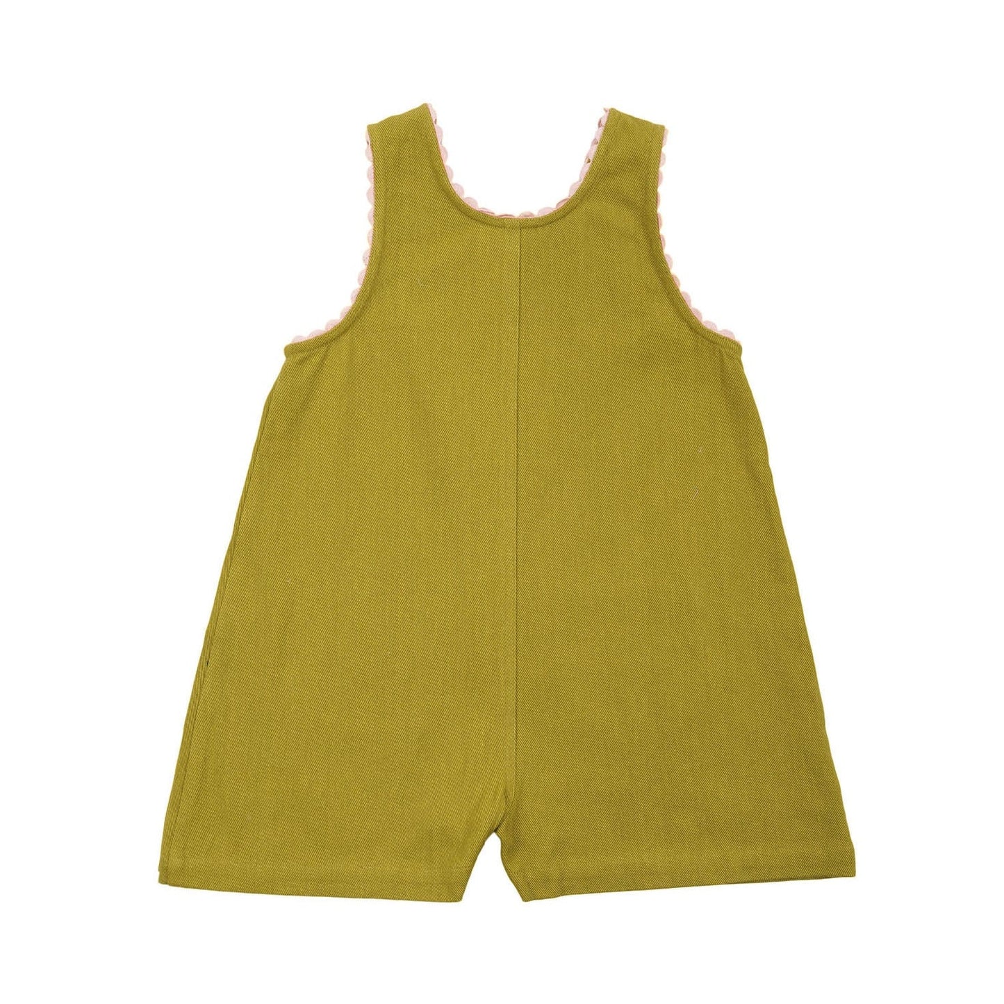 女童橄榄绿刺绣棉连体裤