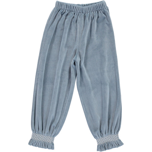 女童蓝色丝绒长裤