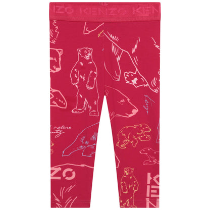 女婴紫红色Logo棉打底裤