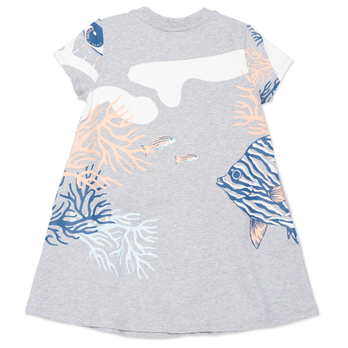 Girls Green Grey Logo Cotton Dress