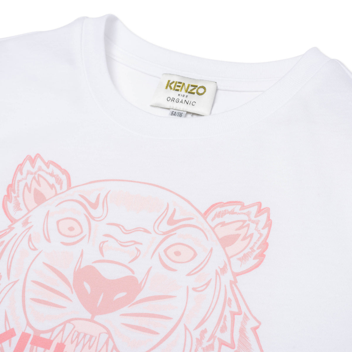 Girls White Tiger Cotton T-Shirt