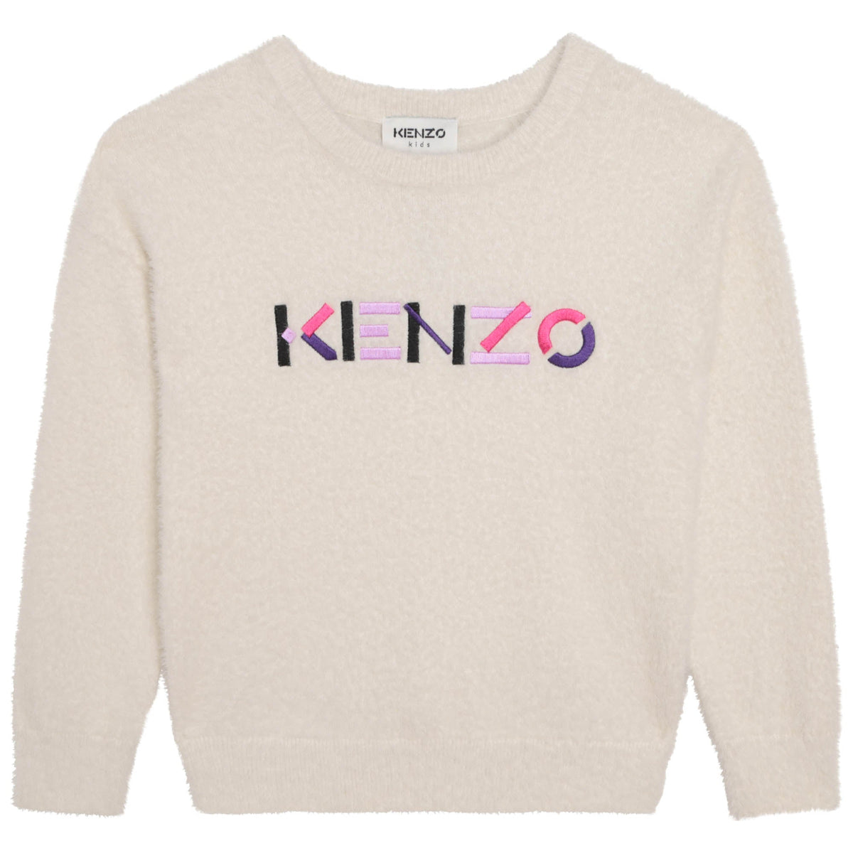 女童米色Logo毛衣