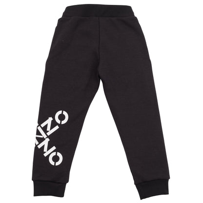 男童黑色Logo棉长裤