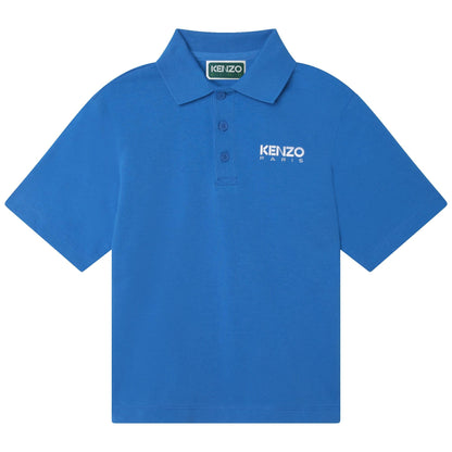 男童蓝色Logo棉Polo衫