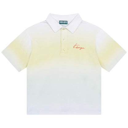 男童白色Logo棉Polo衫