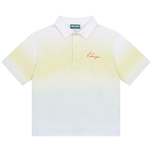 男童白色Logo棉Polo衫