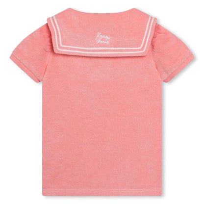 女婴粉色棉连衣裙套装