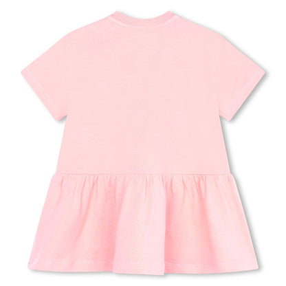女婴粉色Logo棉连衣裙