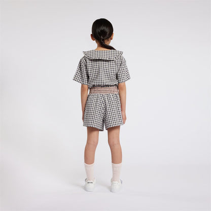 女童灰色格子棉衬衫