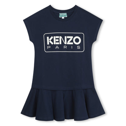 女童藏青色Logo棉连衣裙