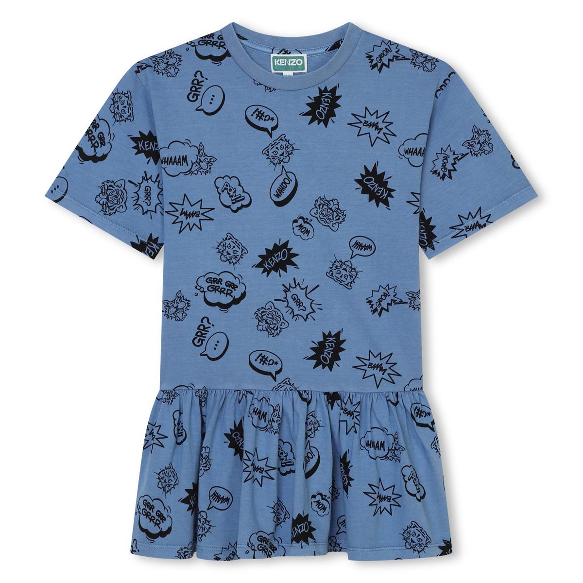 女童蓝色棉连衣裙