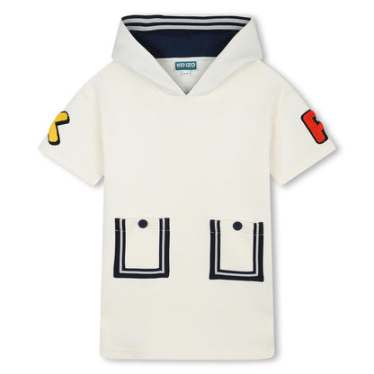 女童白色连帽棉连衣裙