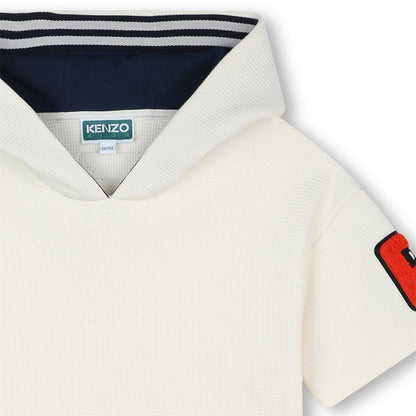 女童白色连帽棉连衣裙