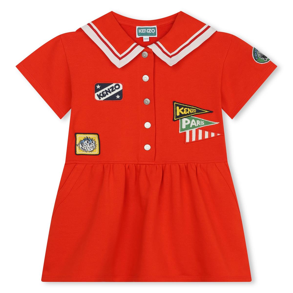 女童红色棉连衣裙