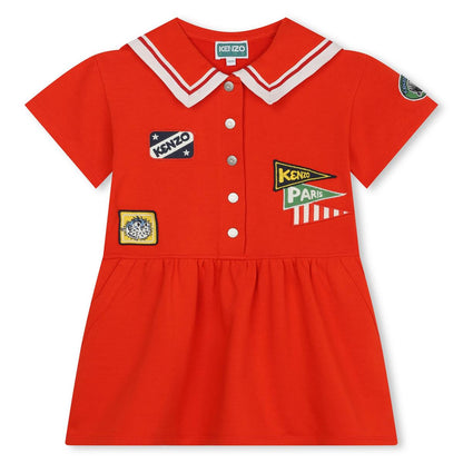 女童红色棉连衣裙